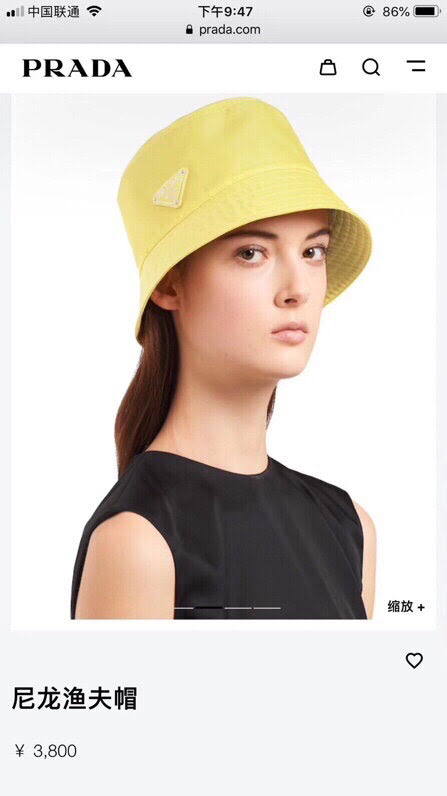 Prada男女同款帽子 普拉達經典暗黑錦綸漁夫帽遮陽帽  mm1066